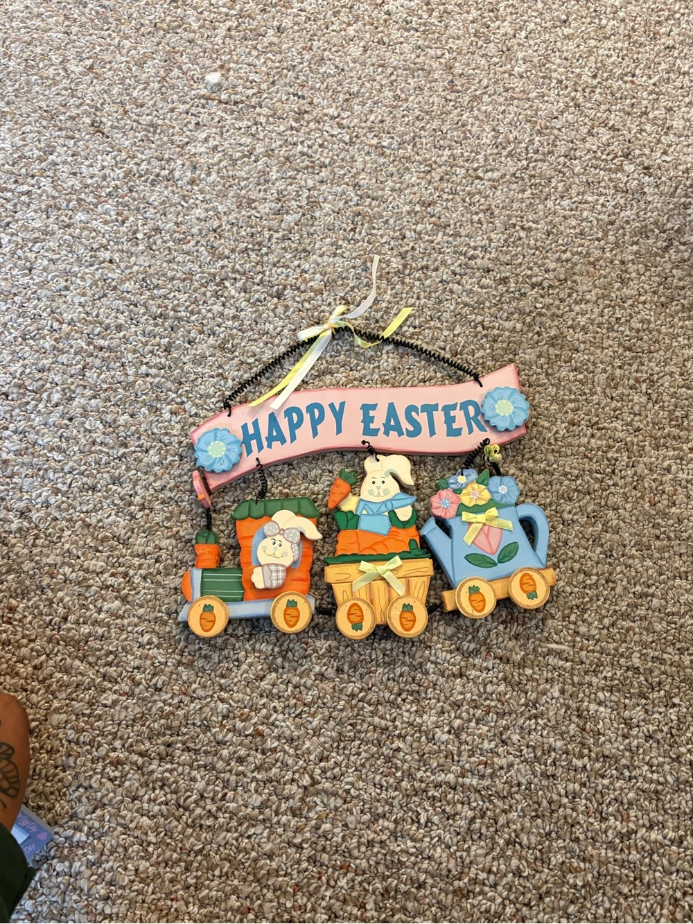 Happy Easter Pastel Bunny Train Wall Decor - Pink & Blue
